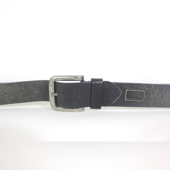 Vintage Distressed Thick Soft Charcoal Grey Leather Belt with Silver Buckle - Picture 6 of 9